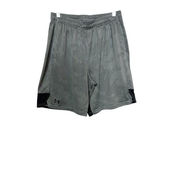 Under Armour Camo Shorts Size Large Gray Athletic Training Mesh Lined Stretch M - Picture 1 of 16